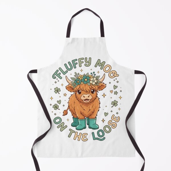 Item preview, Fluffy Moo on the Loose Cute Highland Cow Floral Illustration designed and sold by DariaOltes.
