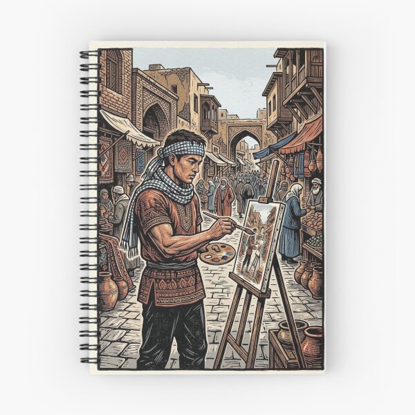 Item preview, THE SOUK PAINTER VINTAGE ILLUSTRATION OF AN ARAB MARKET WITH TRADITIONAL ARCHITECTURE designed and sold by Curiosiart.