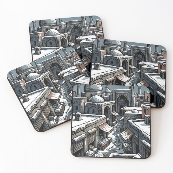 Item preview, WINTER BAZAAR IN THE OLD ARAB CITY WOODCARVED STYLE designed and sold by Curiosiart.