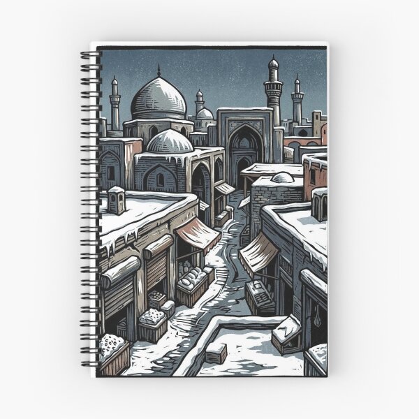 Item preview, WINTER BAZAAR IN THE OLD ARAB CITY WOODCARVED STYLE designed and sold by Curiosiart.