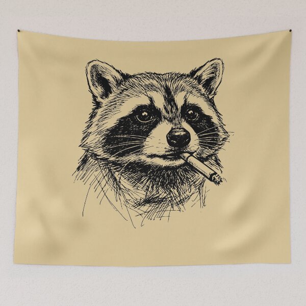 Item preview, Edgy Raccoon Smoking Cigar Sketch Art designed and sold by d247.