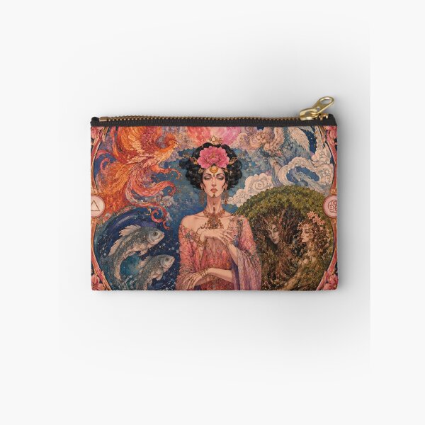 Item preview, Goddess of the Four Elements - Art Nouveau, Pink Moon, Phoenix, Fish, Nymphs designed and sold by Natalia-Vlad.