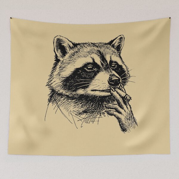 Item preview, Cool Raccoon Smoking Cigar Line Art designed and sold by d247.