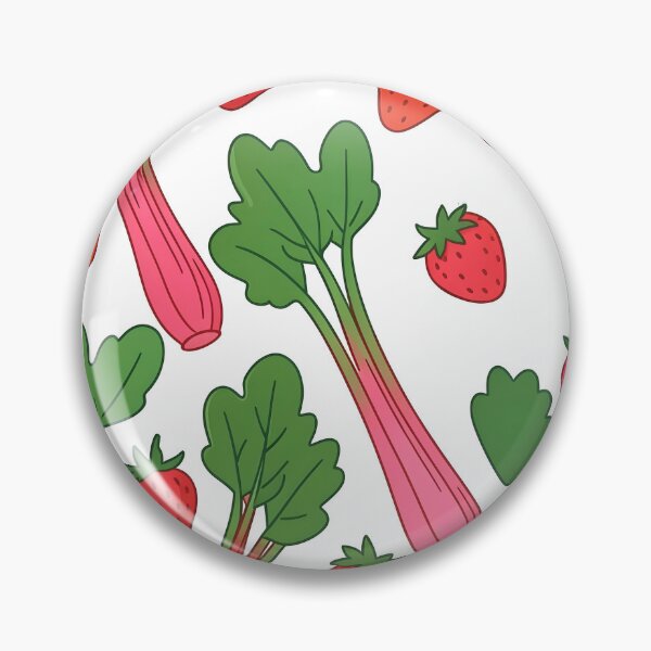 Item preview, Rhubarb and Strawberry Pattern – Flat Style Botanical Food Illustration designed and sold by EmeraldeaArt.