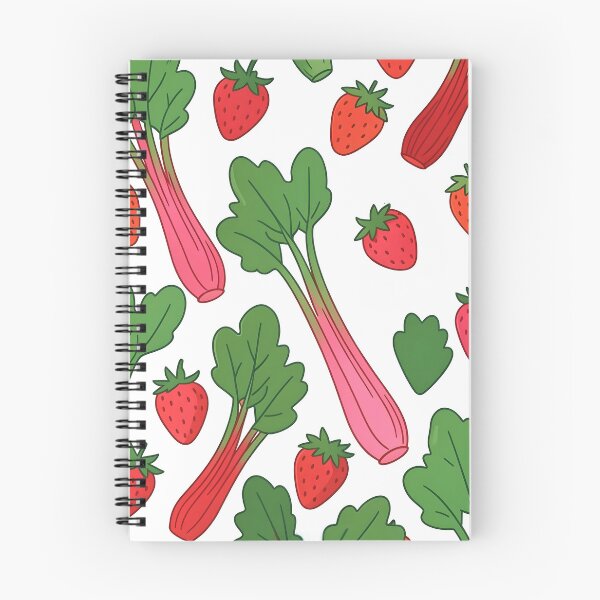 Item preview, Rhubarb and Strawberry Pattern – Flat Style Botanical Food Illustration designed and sold by EmeraldeaArt.