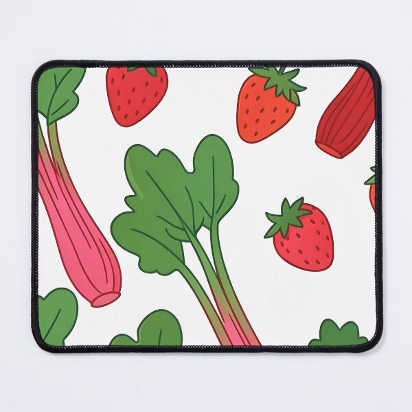 Item preview, Rhubarb and Strawberry Pattern – Flat Style Botanical Food Illustration designed and sold by EmeraldeaArt.
