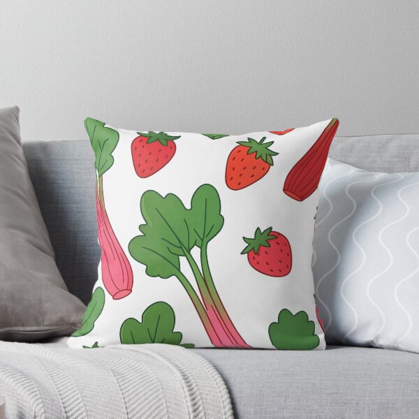 Item preview, Rhubarb and Strawberry Pattern – Flat Style Botanical Food Illustration designed and sold by EmeraldeaArt.