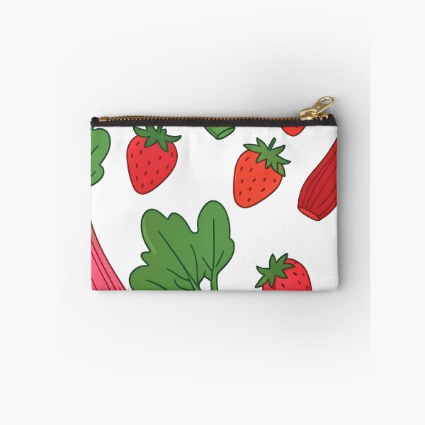 Item preview, Rhubarb and Strawberry Pattern – Flat Style Botanical Food Illustration designed and sold by EmeraldeaArt.