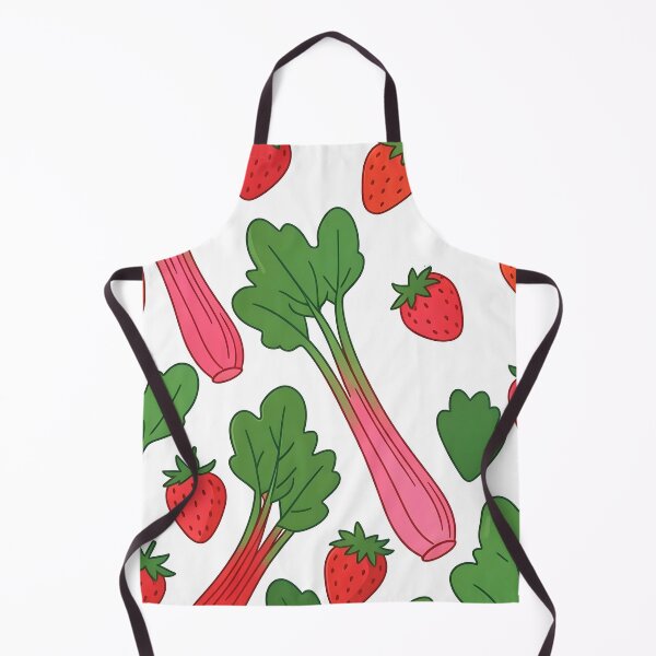 Item preview, Rhubarb and Strawberry Pattern – Flat Style Botanical Food Illustration designed and sold by EmeraldeaArt.