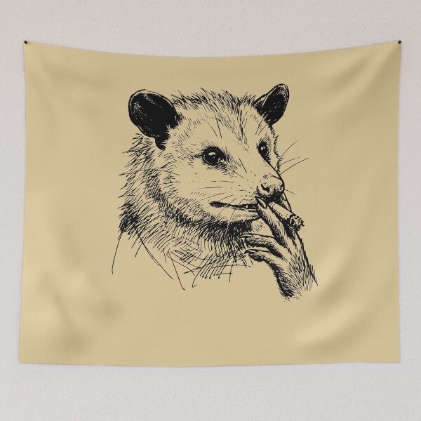 Item preview, Edgy Opossum Smoking Cigar Line Art designed and sold by d247.