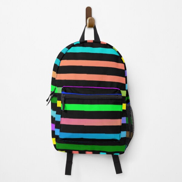 Item preview, Vibrant Colorful Horizontal Stripes on Black | Bold Abstract Geometric Pattern Art designed and sold by Nexus Space.