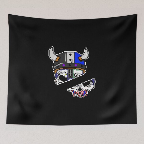 Item preview, Split Viking Skull Helmet - Cyberpunk Dark Fantasy designed and sold by RetroRlx.