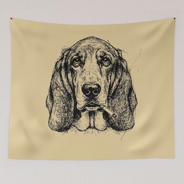 Item preview, Smoking Dog Sketch Art Hound Smoker designed and sold by d247.