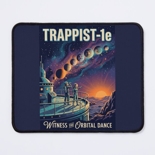 Item preview, TRAPPIST-1e Retro NASA Travel Poster Orbital Dance designed and sold by RetroRewind Studio.