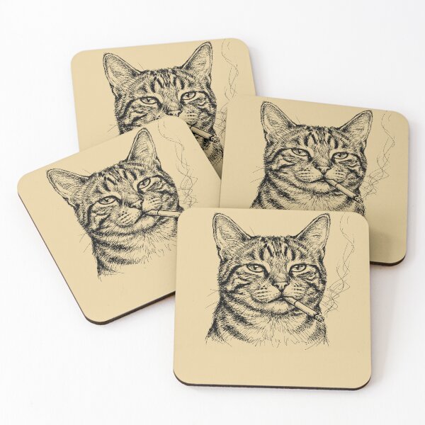 Item preview, Edgy Smoking Cat Sketch Line Art Feline Design designed and sold by d247.