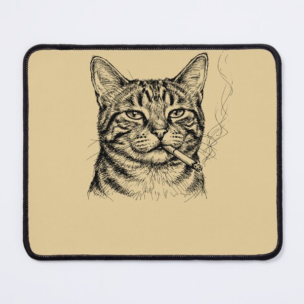 Item preview, Edgy Smoking Cat Sketch Line Art Feline Design designed and sold by d247.