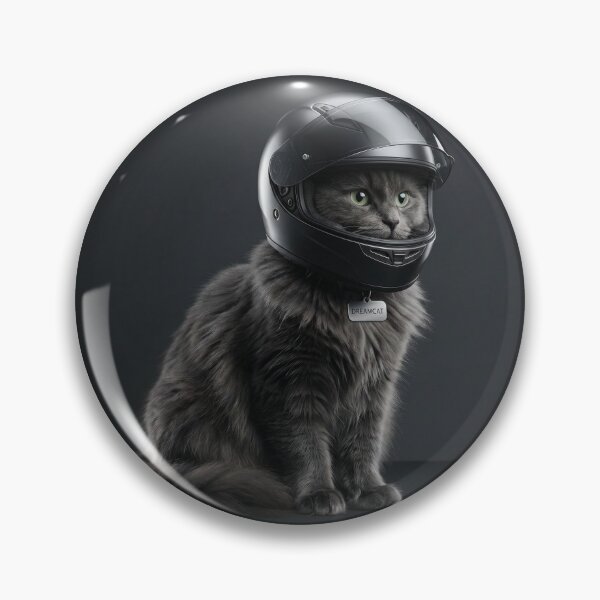 Item preview, Cute Fluffy Cat Wearing Motorcycle Helmet designed and sold by LifeToPrints.