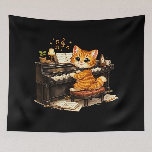 Item preview, Piano Cat Vintage Meme Graphic designed and sold by Wild Horizon Studio.