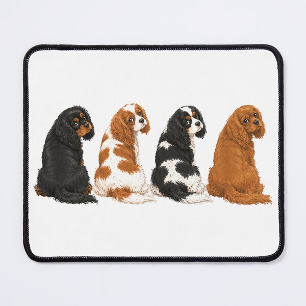Item preview, Cavalier King Charles Spaniel Four Colors Back View Watercolor Art designed and sold by SakuraWaStyle.