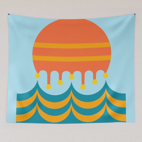 Item preview, Melting Retro Sun Ocean Wave Summer designed and sold by xmoudx.
