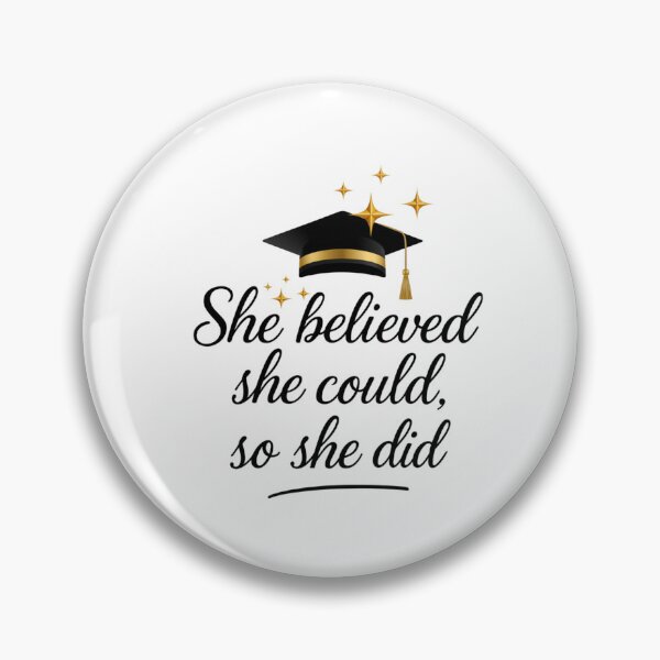Item preview, She Believed She Could So She Did Quote with Black Graduation Hat & Gold Stars designed and sold by jeweleddesigns.