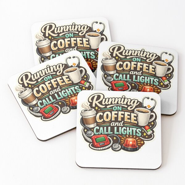 Item preview, Running on Coffee and Call Lights Nurse Sticker | Funny Nursing Sticker | RN CNA LPN Healthcare Worker Gift designed and sold by overcomercrafts.