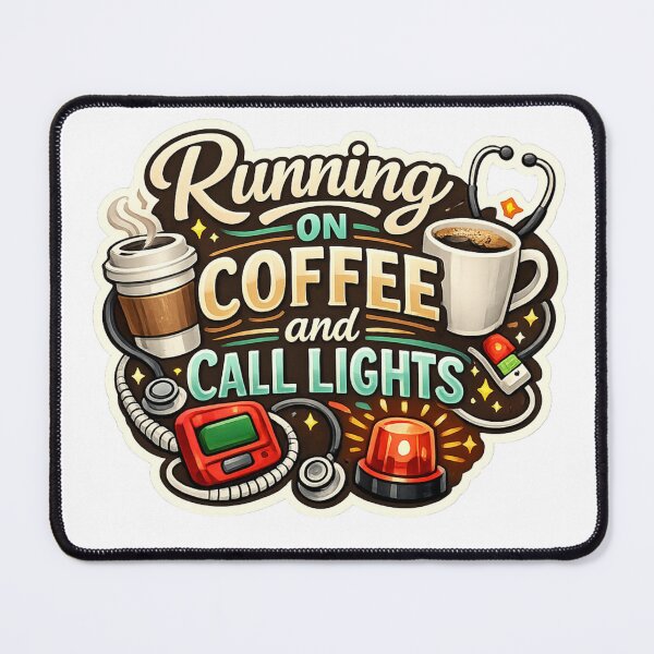 Item preview, Running on Coffee and Call Lights Nurse Sticker | Funny Nursing Sticker | RN CNA LPN Healthcare Worker Gift designed and sold by overcomercrafts.