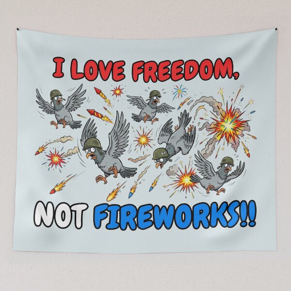 Item preview, Panicked Pigeons - I Love Freedom Not Fireworks designed and sold by Marlette LLC.
