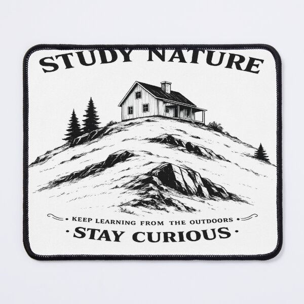 Item preview, House on the Hill – Stay Curious | Premium Black & White Nature T-Shirt & Hoodie Design designed and sold by Lifehackerplus1.