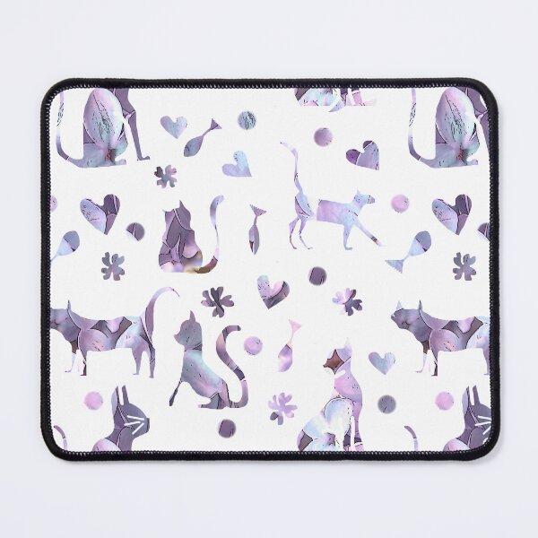Item preview, Purple Cats, fish, hearts Pattern designed and sold by Brightside-art.
