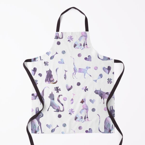 Item preview, Purple Cats, fish, hearts Pattern  designed and sold by Brightside-art.