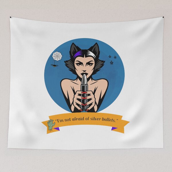 Item preview, Dark Gothic Werewolf Girl Holding a Bullet – Creepy Cute Horror Art designed and sold by creepyprints.