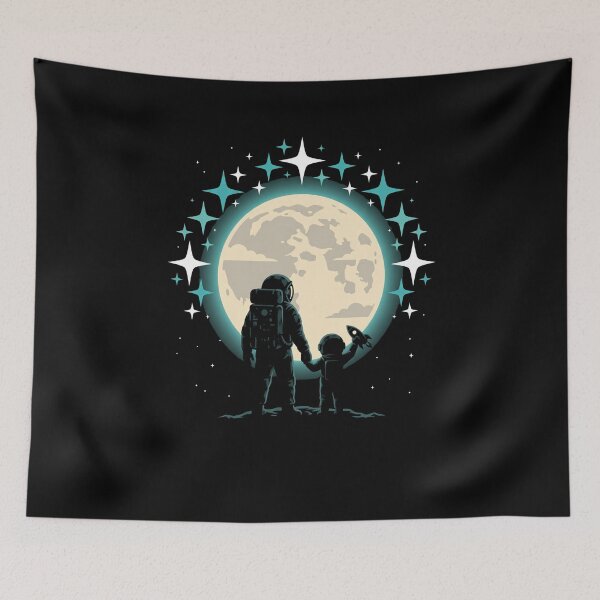 Item preview, Astronaut Father Child Moon Stars Space Dreamer designed and sold by SofenArt.