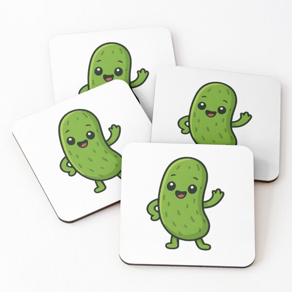 Aperçu de l'œuvre Dessin animé de cornichon mignon – Personnage joyeux qui fait coucou | Autocollant et t-shirt cornichon amusant créée et vendue par Basma Designs | Funny Shirts, Stickers & Mugs.