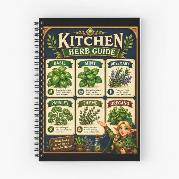 Item preview, Kitchen Herb Guide Fantasy Poster  designed and sold by Sketchlegacy.