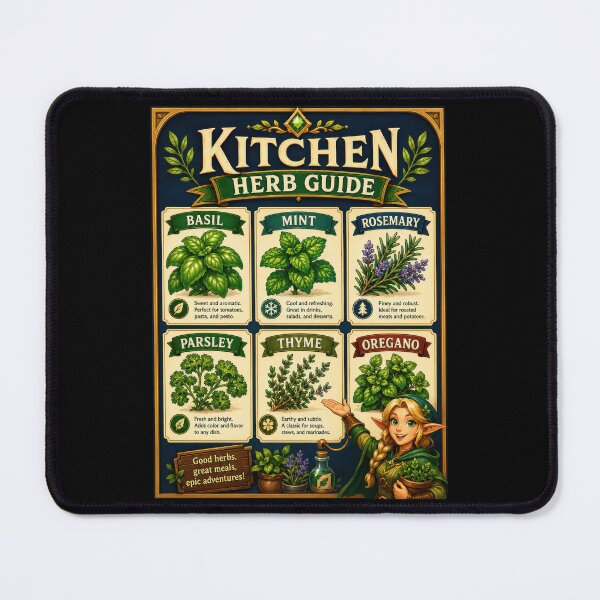 Item preview, Kitchen Herb Guide Fantasy Poster  designed and sold by Sketchlegacy.