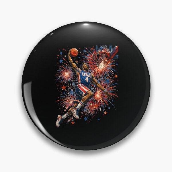 Item preview, Patriotic Slam Dunk Basketball 4th of July Shirt designed and sold by PixelForge11.
