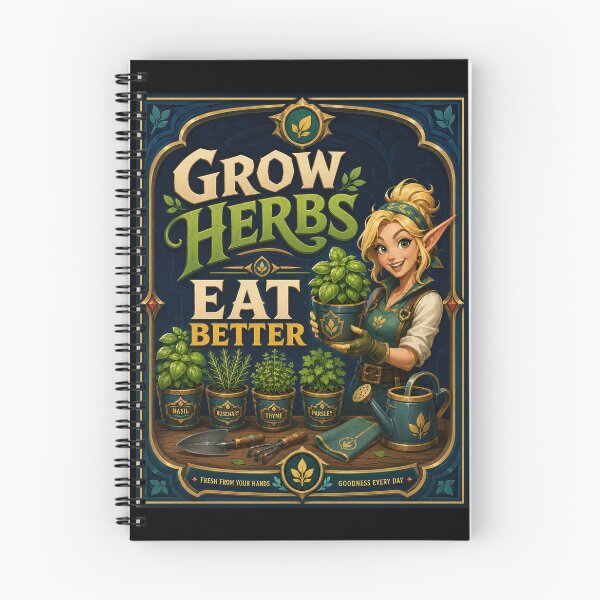 Item preview, Grow Herbs Eat Better Fantasy Garden Poster  designed and sold by Sketchlegacy.