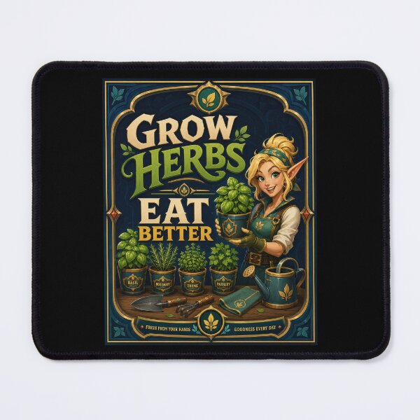 Item preview, Grow Herbs Eat Better Fantasy Garden Poster  designed and sold by Sketchlegacy.
