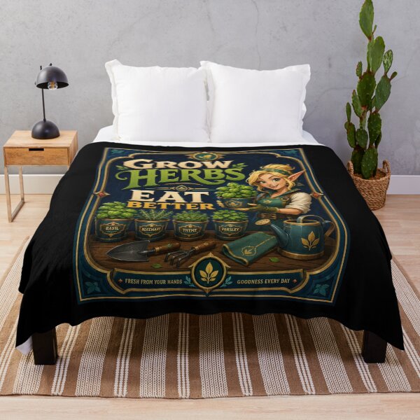 Item preview, Grow Herbs Eat Better Fantasy Garden Poster designed and sold by Sketchlegacy.