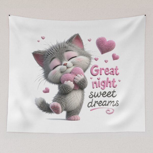 Item preview, Purrfect Pink Heart Sweet Dreams designed and sold by BlissBlvdShop.