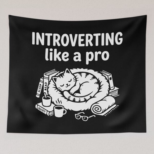 Item preview, Introverting Like a Pro  Cat Lover T-Shirt | Sleeping Cat & Books Graphic Tee for Introverts, Readers & Book Lovers designed and sold by ShirtRemarks.
