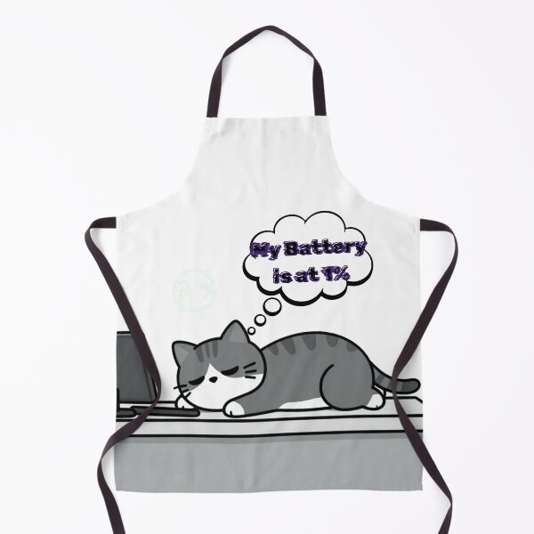 Item preview, My Battery is at One Percent Exhausted Neon Office Cat designed and sold by SOOOMINO.
