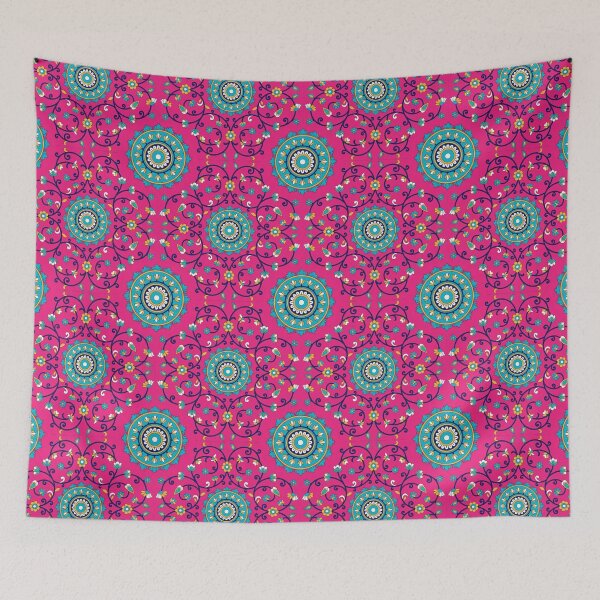 Item preview, Vibrant Pink Boho Floral Mandala Pattern designed and sold by arteresting-art.