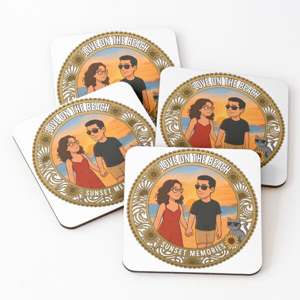 Item preview, Love on the Beach Sunset Memories Retro Art designed and sold by mimiartes.