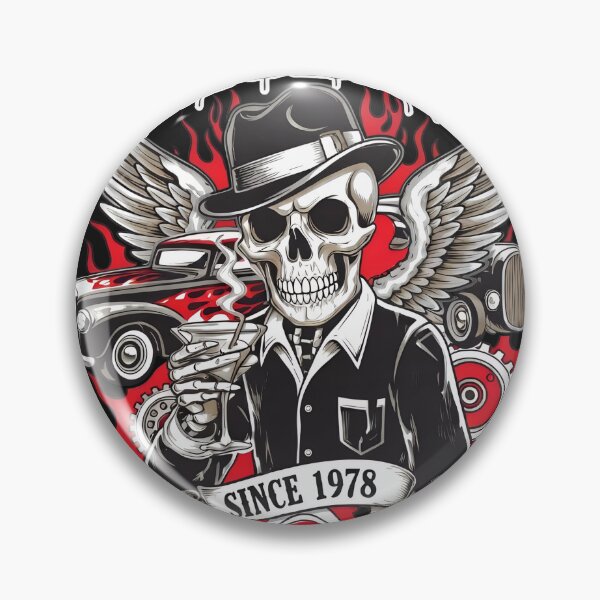 Item preview, Vintage Skeleton Gangster Music Emblem designed and sold by Bassot-Studio.