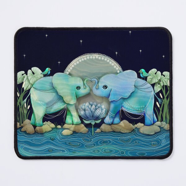 Item preview, Lotus Flower Elephants Ocean Blue and Sea Green designed and sold by Karin Taylor.