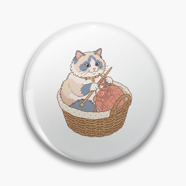 Item preview, Ragdoll Cat Knitting Society Cute Crochet Yarn Crafting designed and sold by PictoVibe.