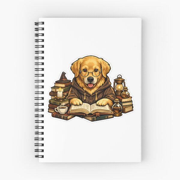 Item preview, Golden Retriever Bookworm Magic Library Illustration designed and sold by builtforyou.