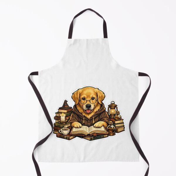 Item preview, Golden Retriever Bookworm Magic Library Illustration designed and sold by builtforyou.